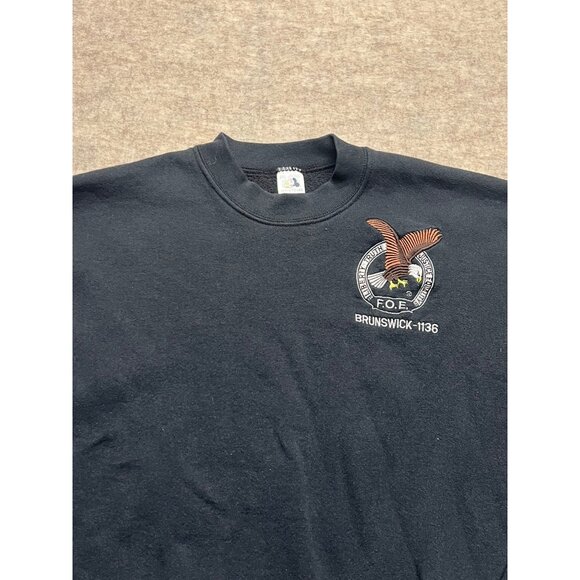 Vintage 90's Brunswick MD Fraternal Order Of Eagles Black Sweatshirt XXL - Picture 2 of 7